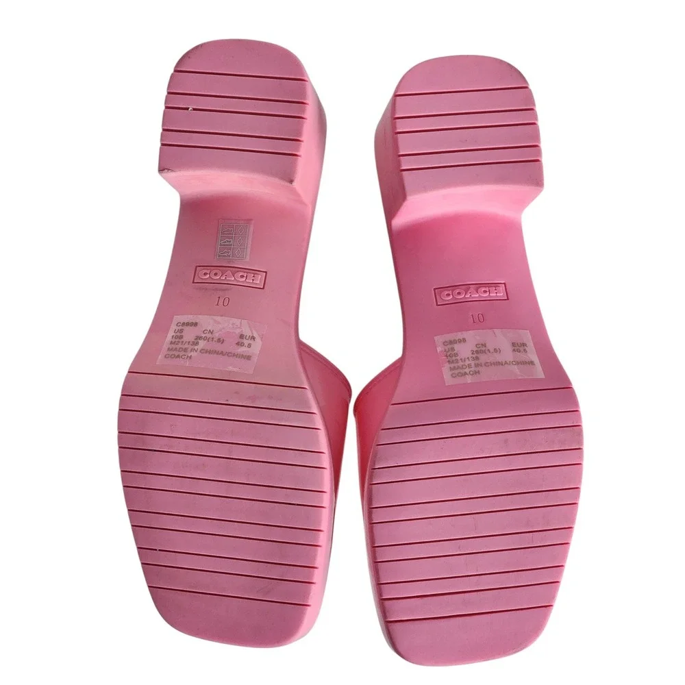 Coach Scarlett Jelly Sandal Pink Platform Slide Block Heel C8998 Womens 10